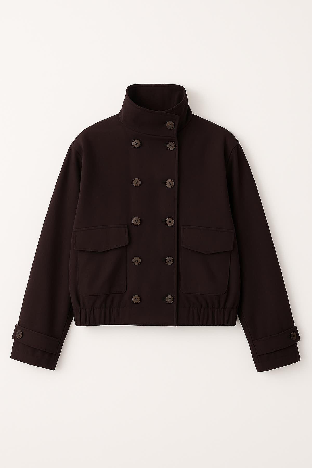 DÜĞMELİ KISA CEKET - Kahve