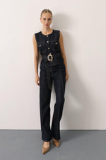 GOLD DETAYLI DENİM TAKIM - Lacivert