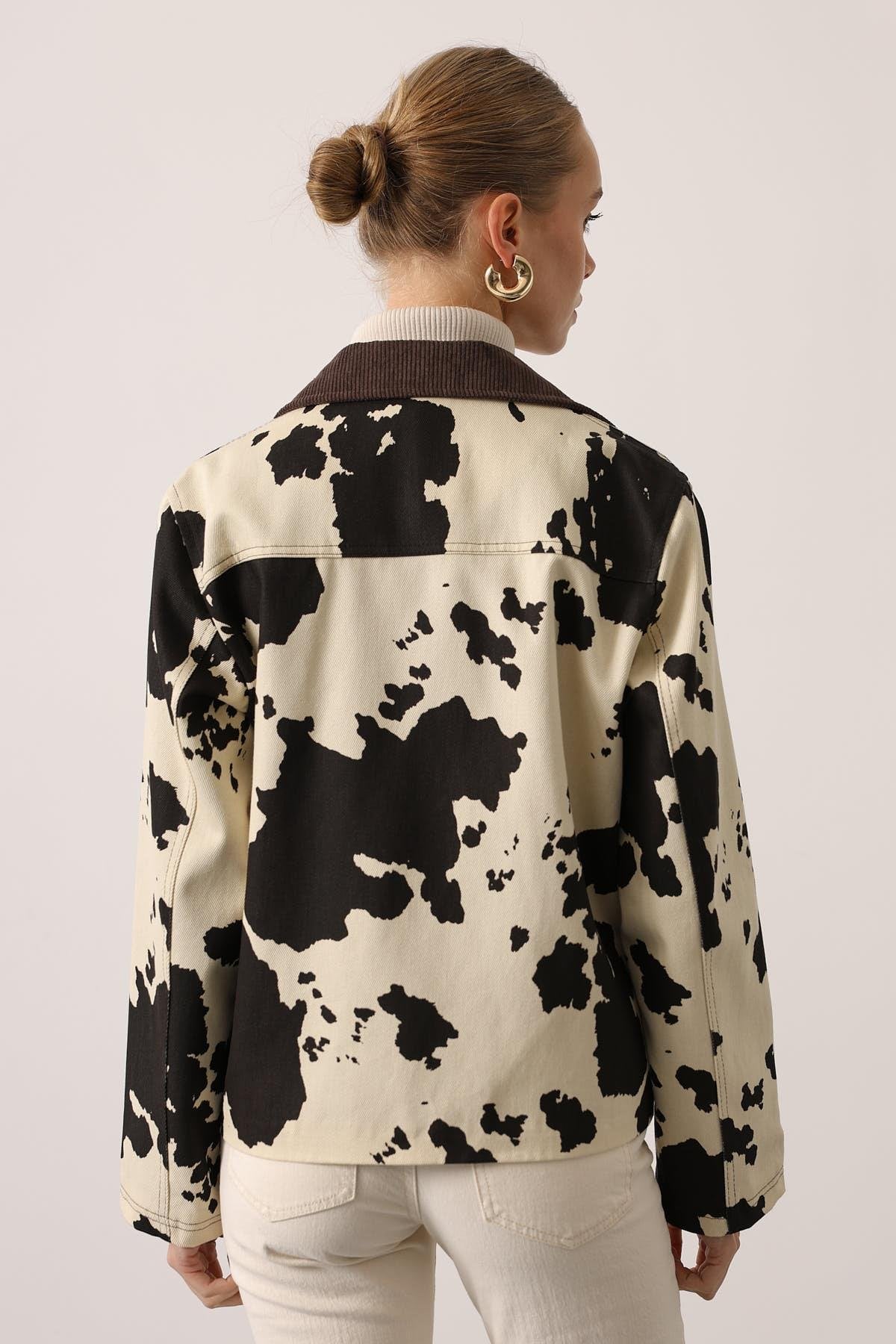 LEOPAR KADİFE CEKET - İNEK DESEN