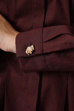 PİLELİ GOLD DETAYLI GÖMLEK - Bordo