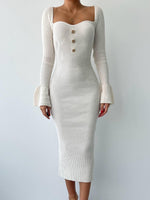 Zenica Düğme Detay Triko Elbise