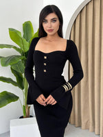 Zenica Düğme Detay Triko Elbise