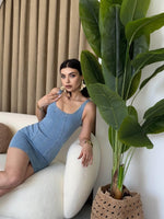 Zippe Detaylı Denim Elbise