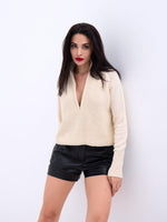 3309 Pullover mit Reißverschluss, Creme