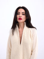 3309 Pullover mit Reißverschluss, Creme