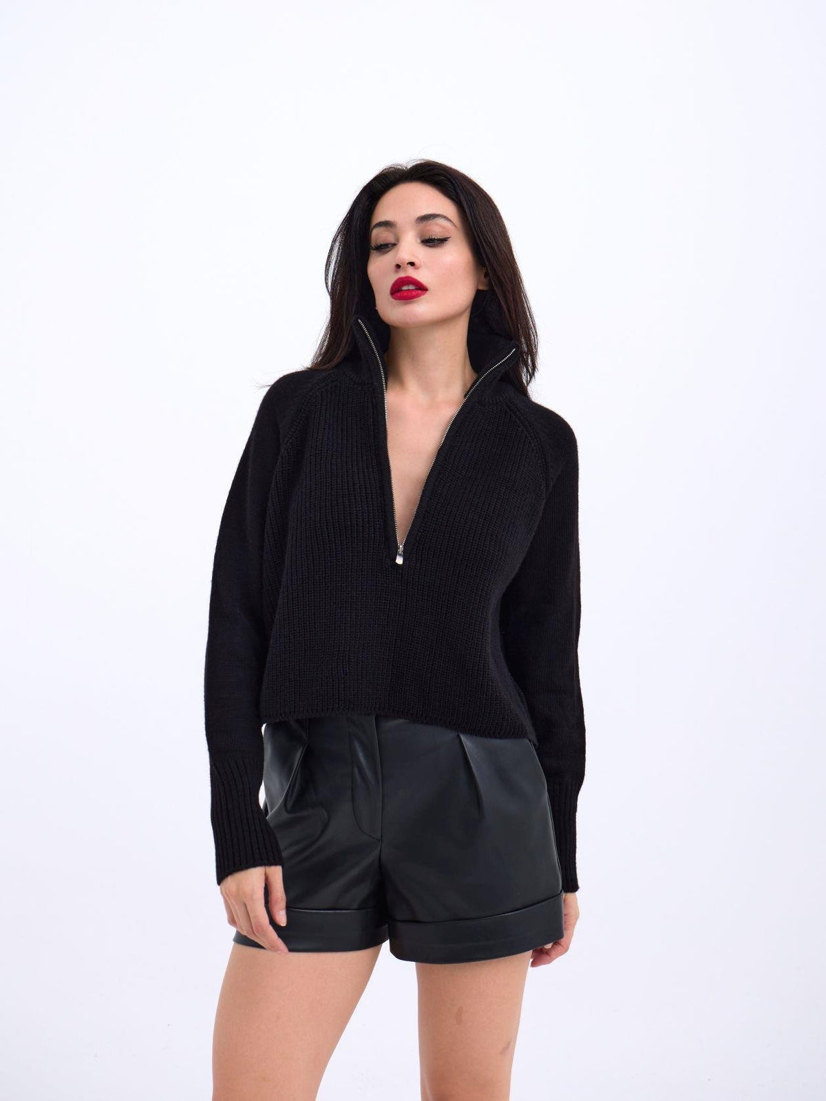 3309 PULLOVER MIT REISSVERSCHLUSS-SCHWARZ