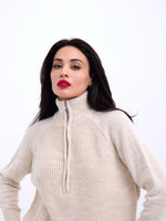 3309 Pullover mit Reißverschluss – Stein