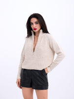 3309 Pullover mit Reißverschluss – Stein