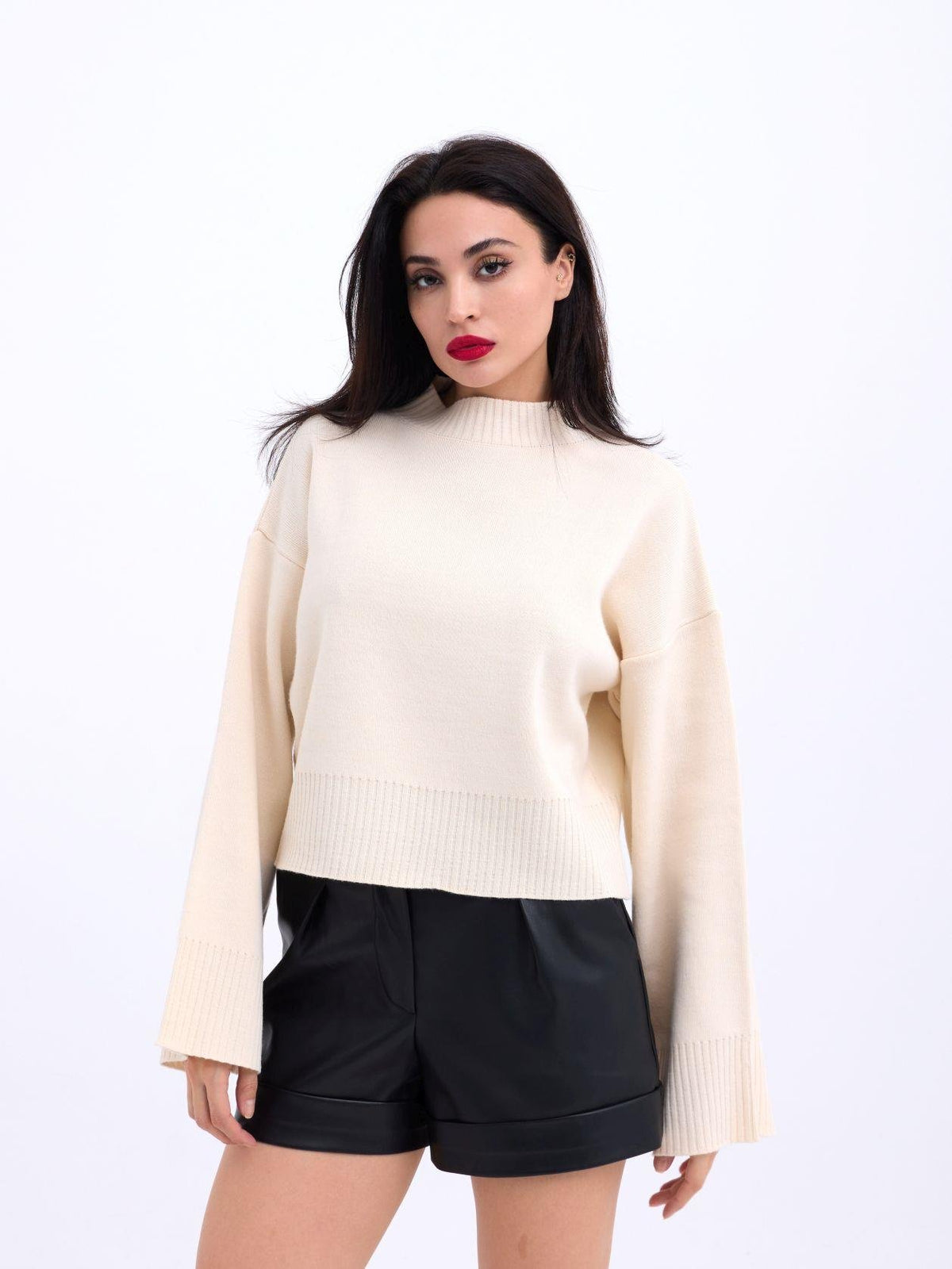3628 Pullover mit weiten Ärmeln, Creme