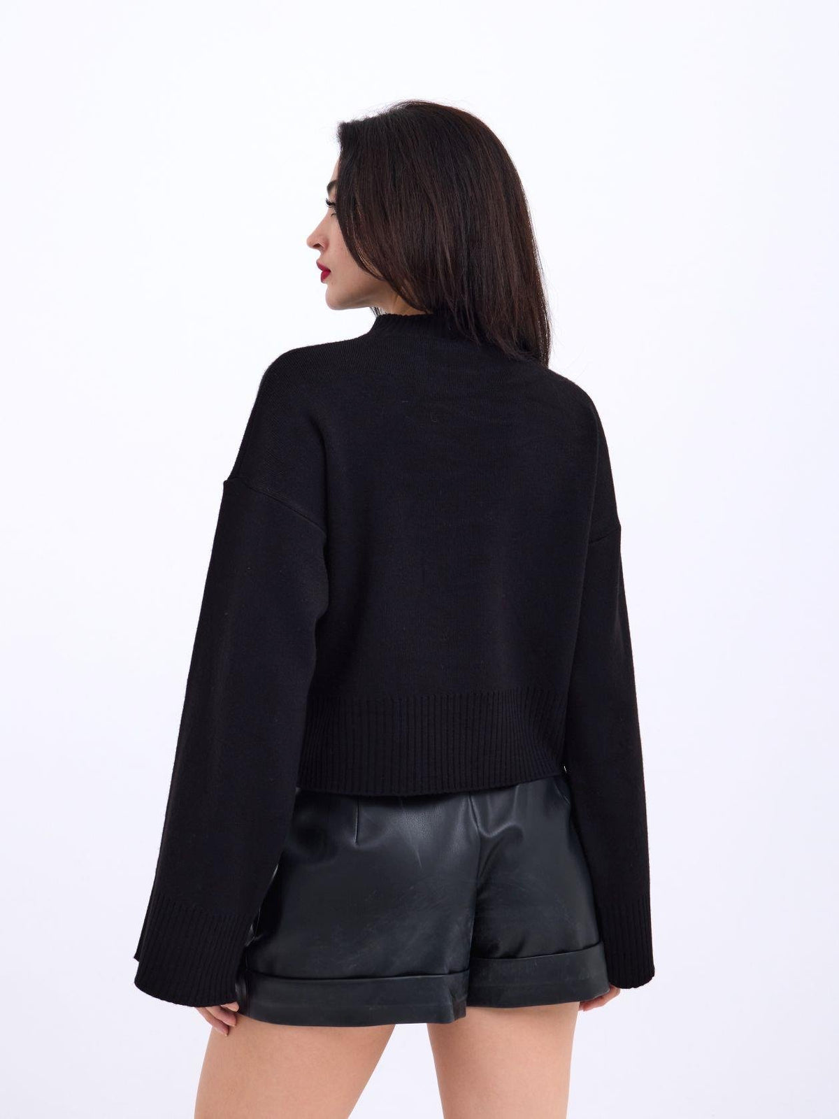 3628 PULLOVER MIT WEITEM ÄRMELN-SCHWARZ