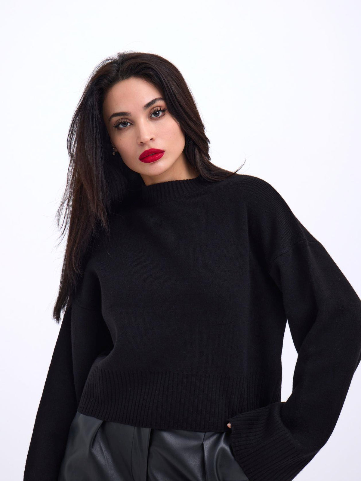 3628 PULLOVER MIT WEITEM ÄRMELN-SCHWARZ