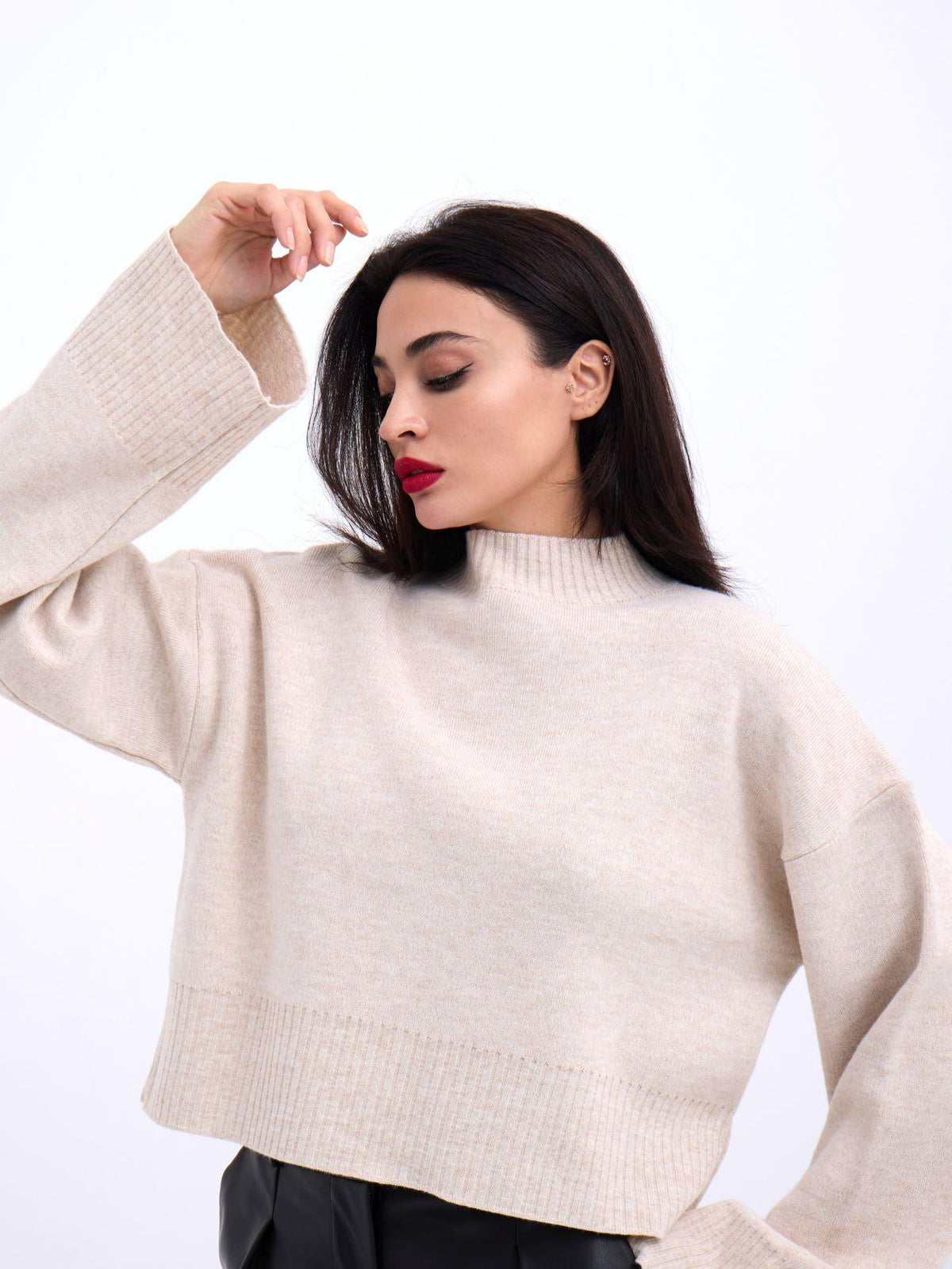 3628 Pullover mit weiten Ärmeln, Stein