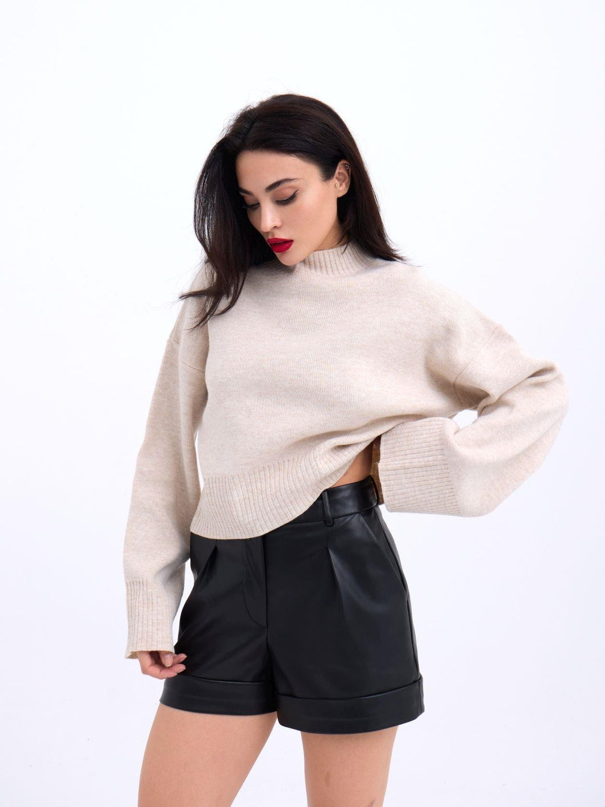 3628 Pullover mit weiten Ärmeln, Stein
