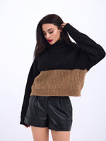 3904 STRICKWAREN TURTLER STREIFENPULLOVER-SCHWARZ-NERZ