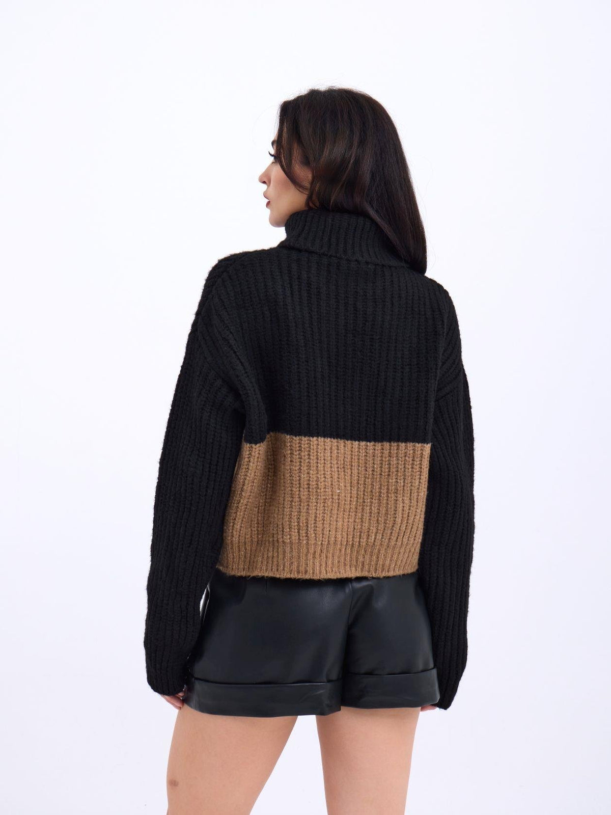 3904 STRICKWAREN TURTLER STREIFENPULLOVER-SCHWARZ-NERZ