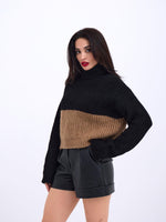 3904 STRICKWAREN TURTLER STREIFENPULLOVER-SCHWARZ-NERZ
