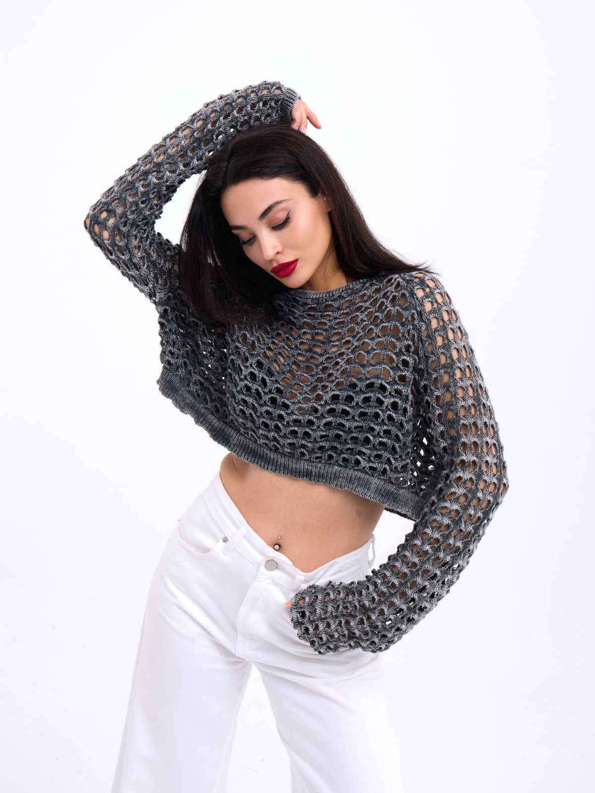 3958 STRICKNETZ-BOLERO-ANTHRAZIT