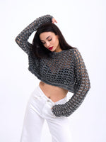 3958 STRICKNETZ-BOLERO-ANTHRAZIT