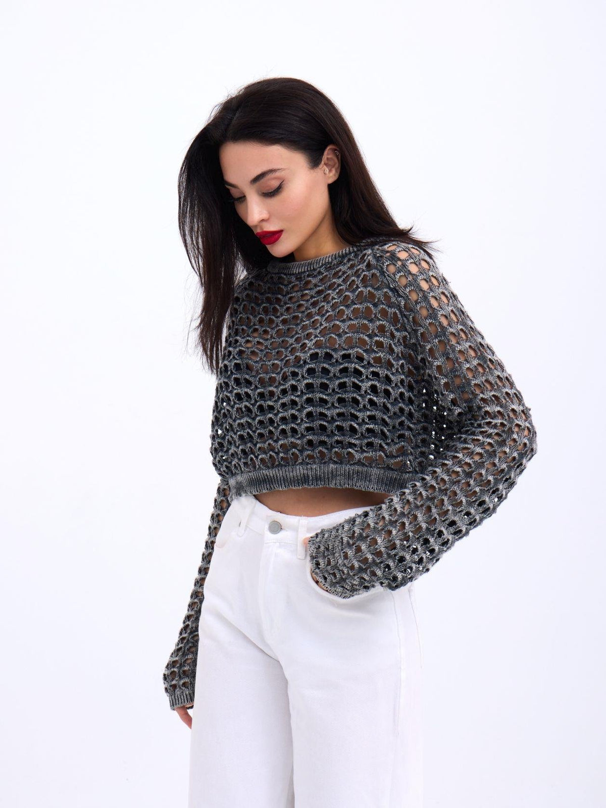 3958 STRICKNETZ-BOLERO-ANTHRAZIT
