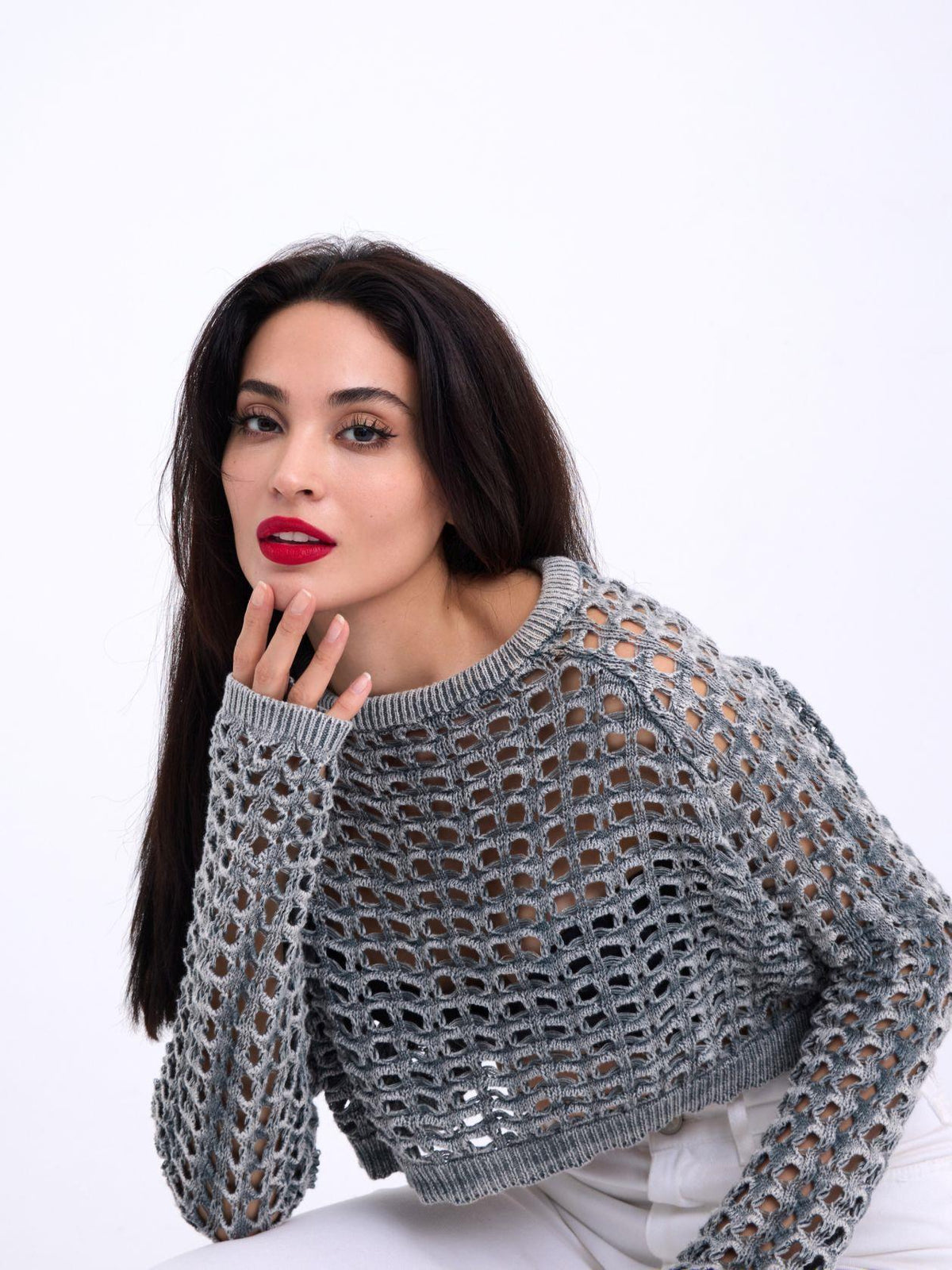 3958 STRICKNETZ-BOLERO-GRAU