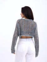 3958 STRICKNETZ-BOLERO-GRAU