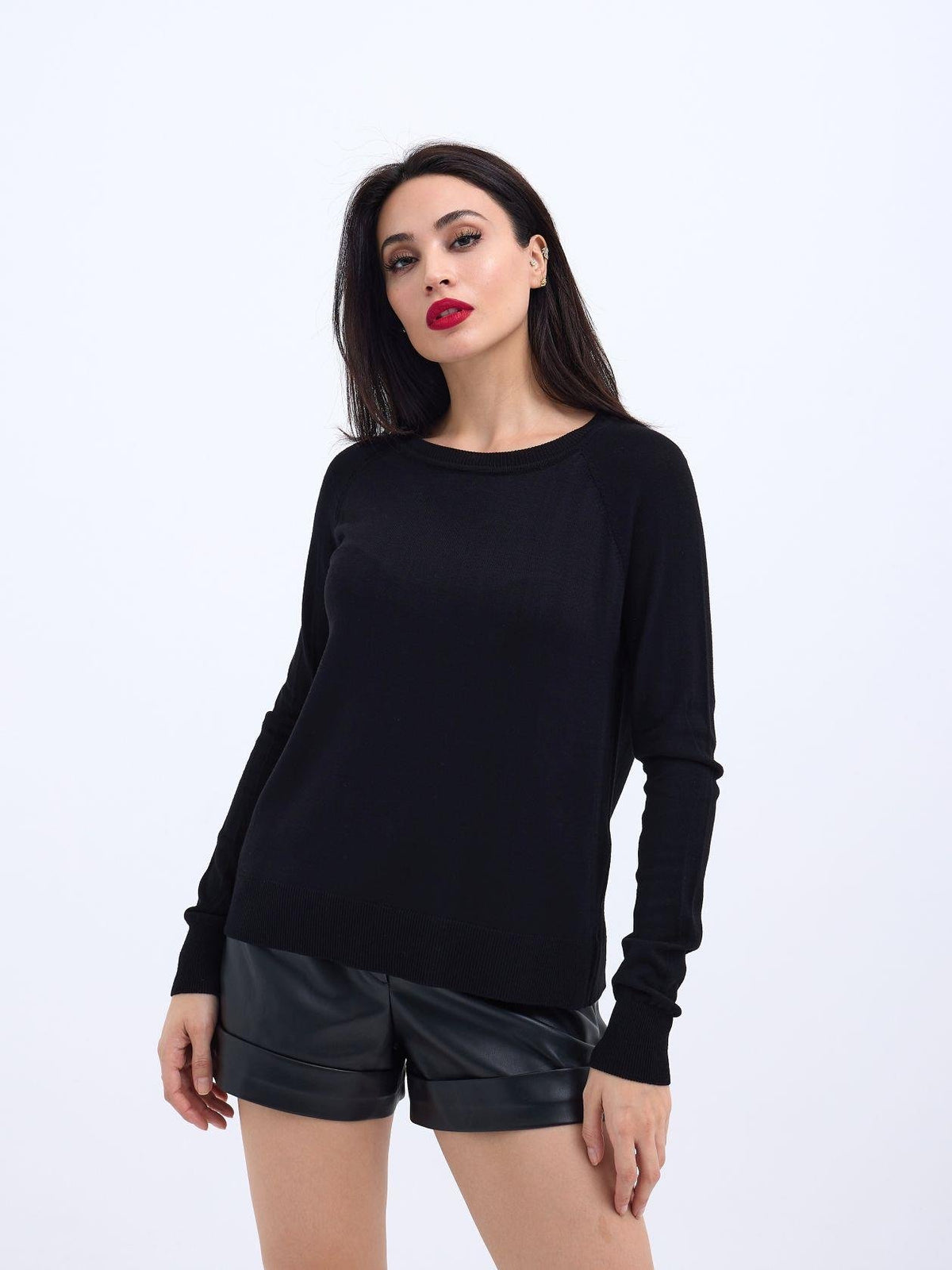 4201 STRICKWAREN RUNDHALSKRAGEN BASIC SALASH-SCHWARZ