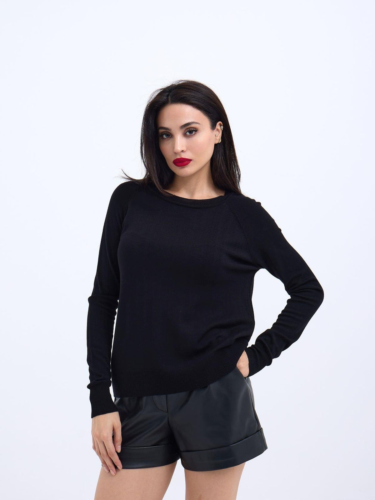 4201 STRICKWAREN RUNDHALSKRAGEN BASIC SALASH-SCHWARZ