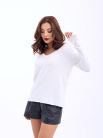 4202 STRICKWAREN V-AUSSCHNITT BASIC SALASH-ECRU