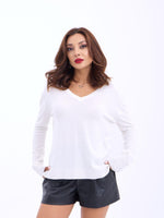 4202 STRICKWAREN V-AUSSCHNITT BASIC SALASH-ECRU