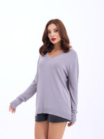 4202 STRICKWAREN V-AUSSCHNITT BASIC SALASH-GRAU