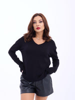 4202 STRICKWAREN V-AUSSCHNITT BASIC SALASH-SCHWARZ
