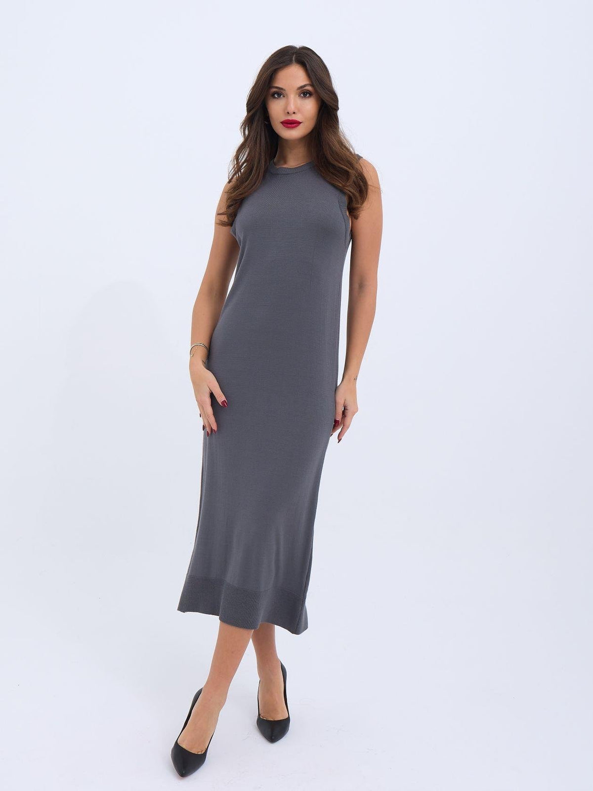 4207 STRICKKLEID OHNE ÄRMEL-ANTHRAZIT
