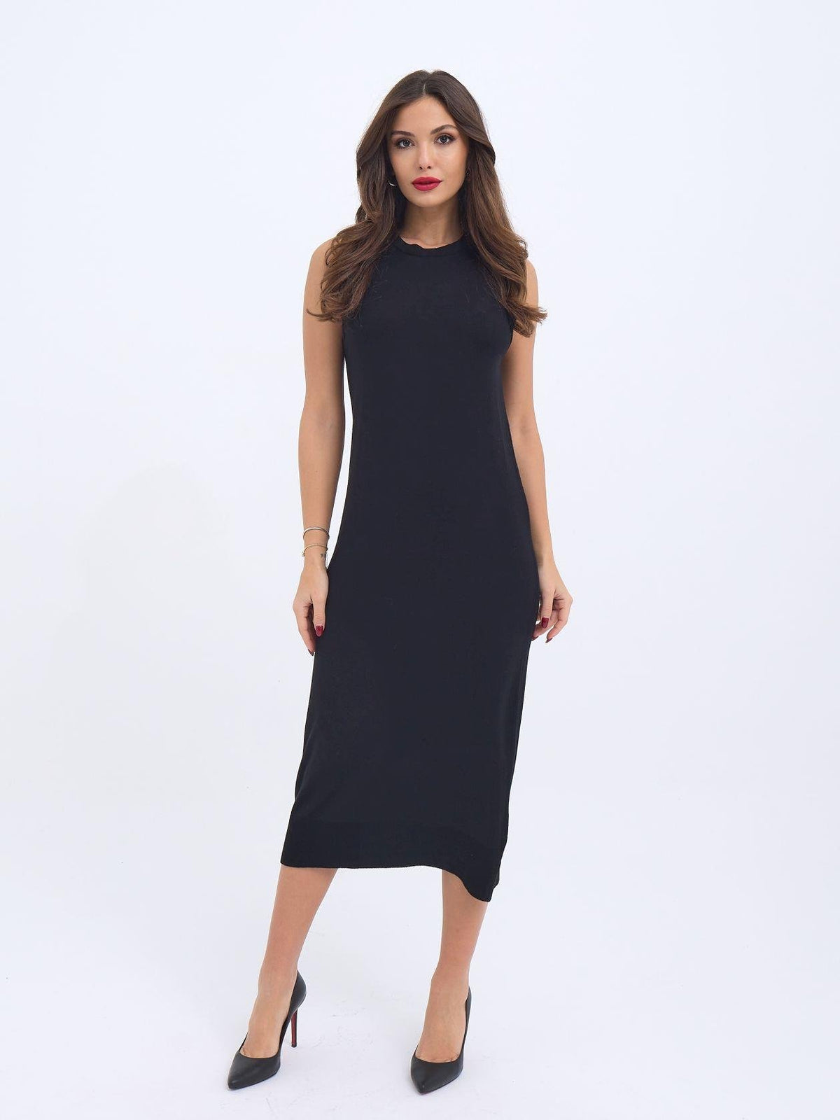 4207 STRICKKLEID OHNE ÄRMEL - SCHWARZ