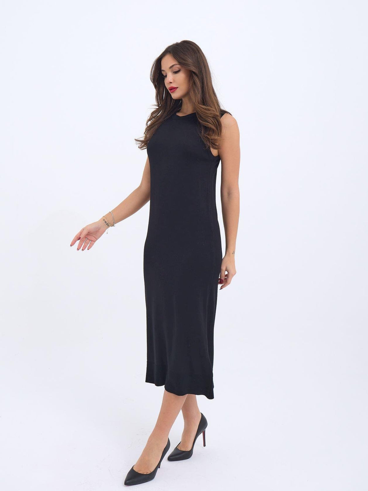 4207 STRICKKLEID OHNE ÄRMEL - SCHWARZ