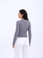 4211 STRICKWAREN HAARSTRICKPULLOVER-GRAU