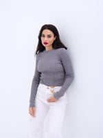 4211 STRICKWAREN HAARSTRICKPULLOVER-GRAU