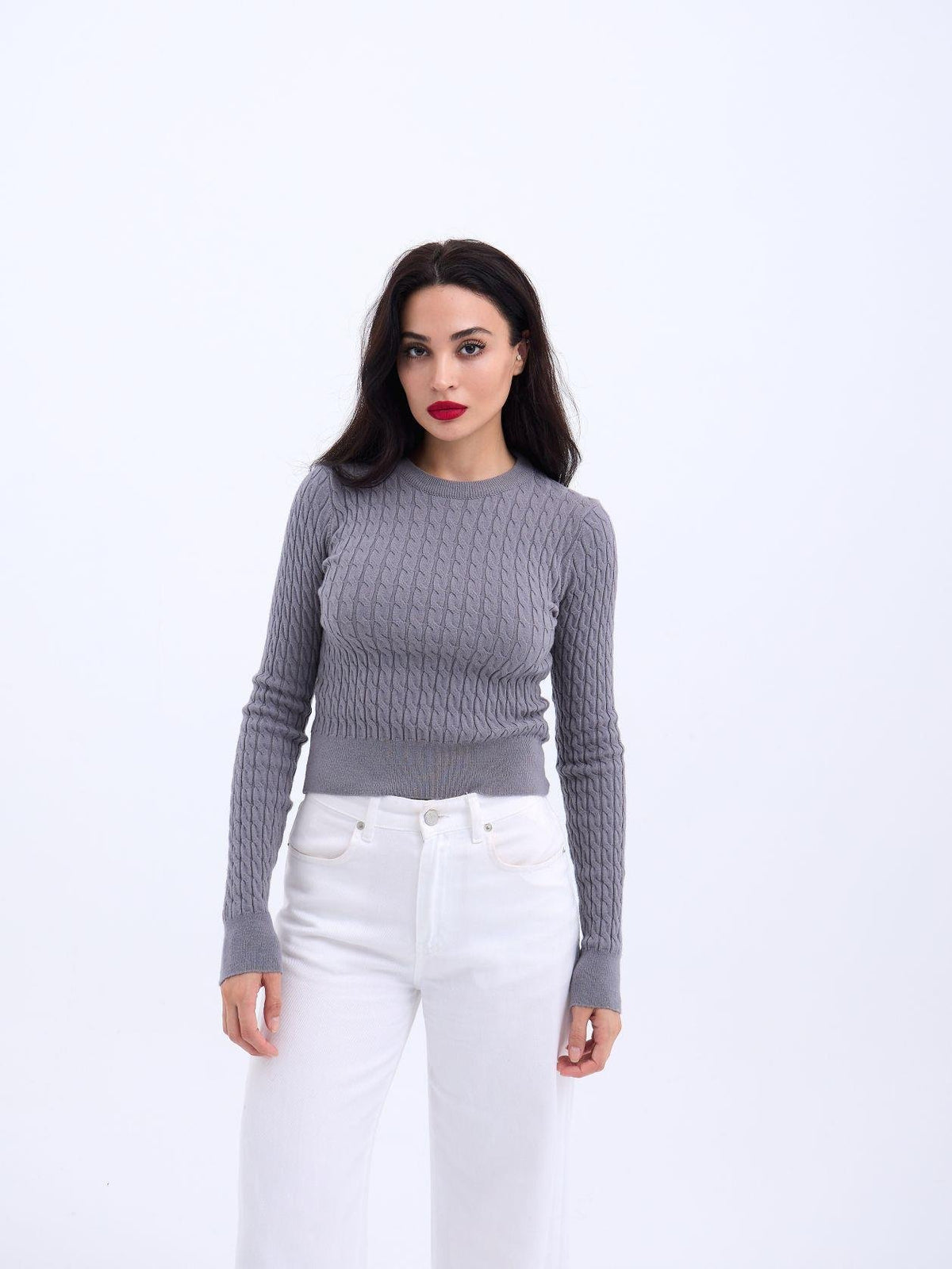 4211 STRICKWAREN HAARSTRICKPULLOVER-GRAU