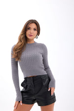 4211 STRICKWAREN HAARSTRICKPULLOVER-GRAU