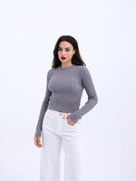 4211 STRICKWAREN HAARSTRICKPULLOVER-GRAU