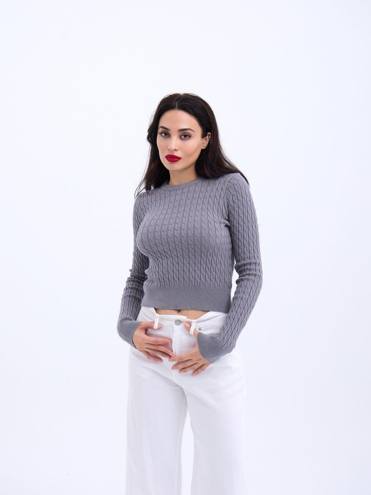 4211 STRICKWAREN HAARSTRICKPULLOVER-GRAU