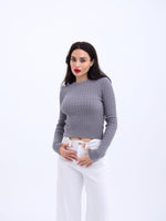 4211 STRICKWAREN HAARSTRICKPULLOVER-GRAU