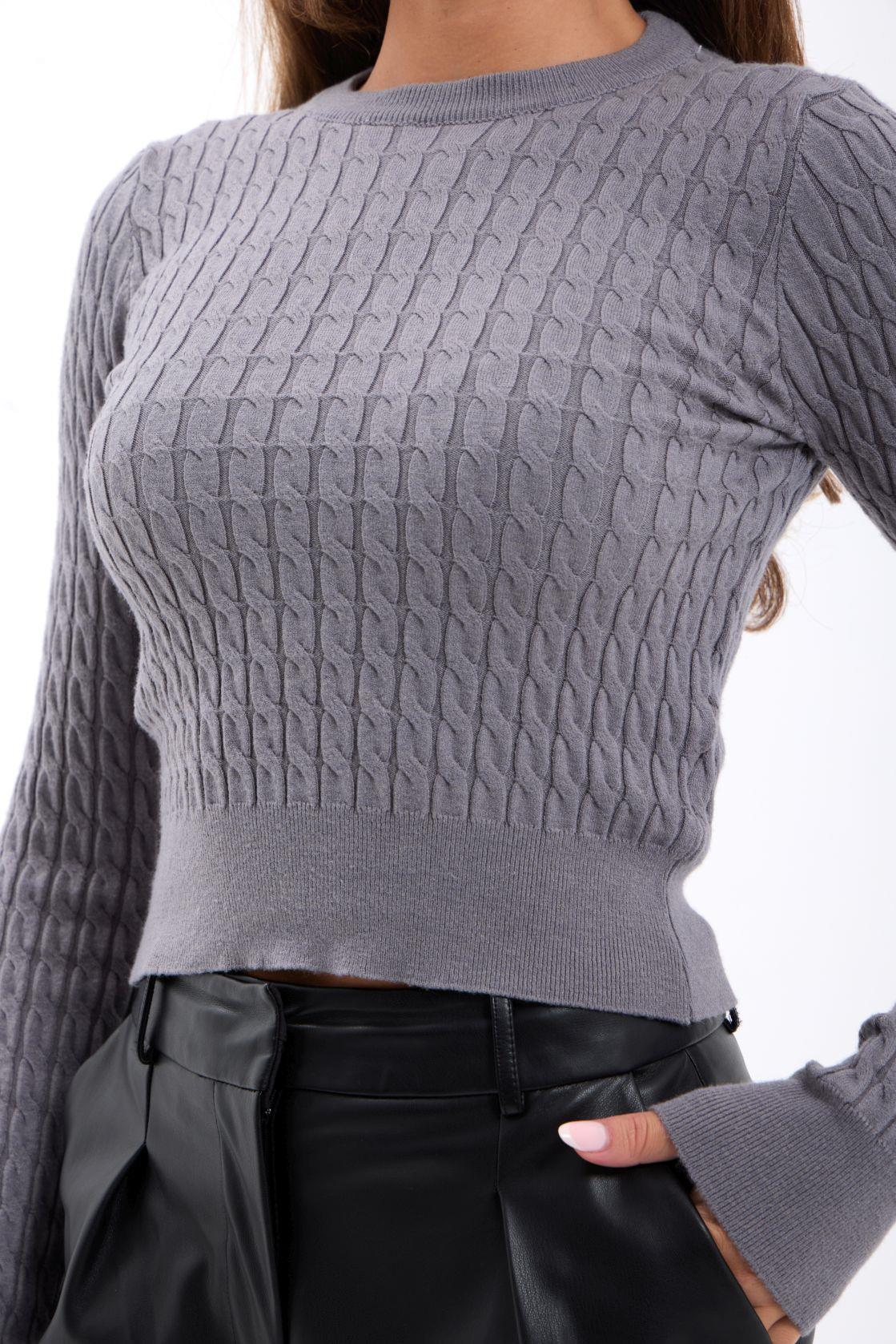 4211 STRICKWAREN HAARSTRICKPULLOVER-GRAU