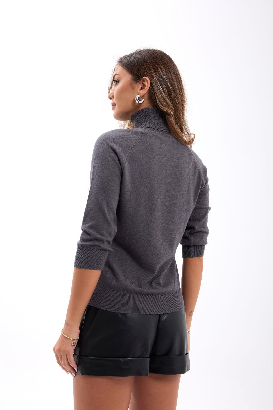 4212 STRICKWAREN ROLLKRAGENPULLOVER MIT SCHLECHTEN ÄRMELN - ANTHRAZIT