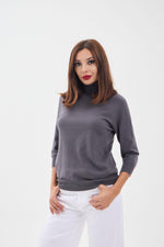 4212 STRICKWAREN ROLLKRAGENPULLOVER MIT SCHLECHTEN ÄRMELN - ANTHRAZIT