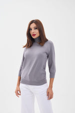4212 STRICKWAREN ROLLKRAGENPULLOVER MIT SCHLECHTEN ÄRMELN - GRAU