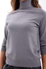4212 STRICKWAREN ROLLKRAGENPULLOVER MIT SCHLECHTEN ÄRMELN - GRAU