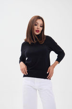 4212 STRICKWAREN SCHLECHTE ÄRMEL FISHBEARER PULLOVER-SCHWARZ