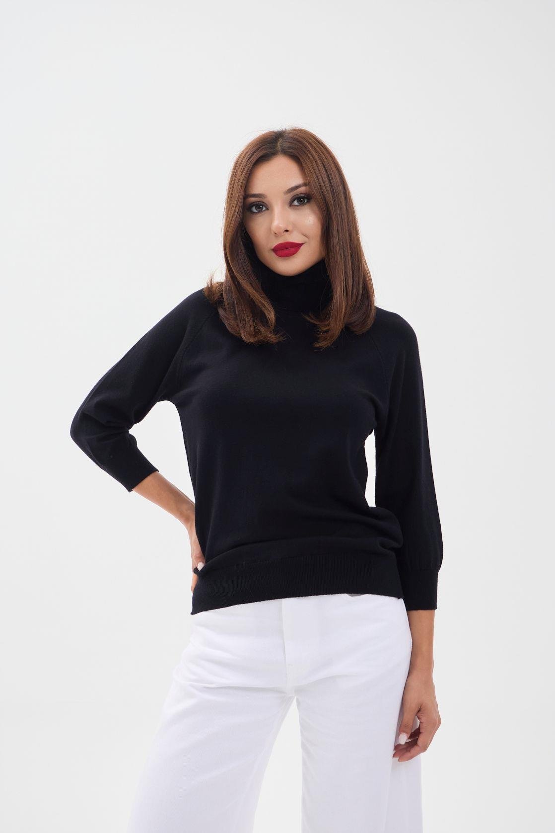 4212 STRICKWAREN SCHLECHTE ÄRMEL FISHBEARER PULLOVER-SCHWARZ