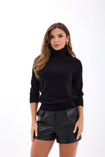 4212 STRICKWAREN SCHLECHTE ÄRMEL FISHBEARER PULLOVER-SCHWARZ