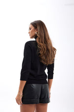 4212 STRICKWAREN SCHLECHTE ÄRMEL FISHBEARER PULLOVER-SCHWARZ